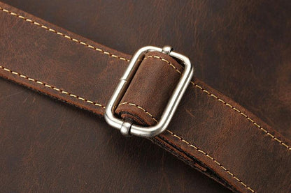 Sac de travail portefeuille de données Crazy Horse en cuir véritable pour homme, porte-documents à bandoulière simple, mallette d'affaires, trousse de documents fine