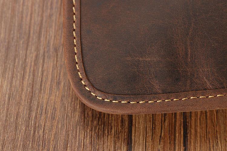 Sac de travail portefeuille de données Crazy Horse en cuir véritable pour homme, porte-documents à bandoulière simple, mallette d'affaires, trousse de documents fine