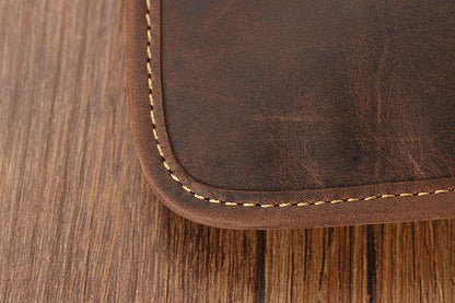 Sac de travail portefeuille de données Crazy Horse en cuir véritable pour homme, porte-documents à bandoulière simple, mallette d'affaires, trousse de documents fine