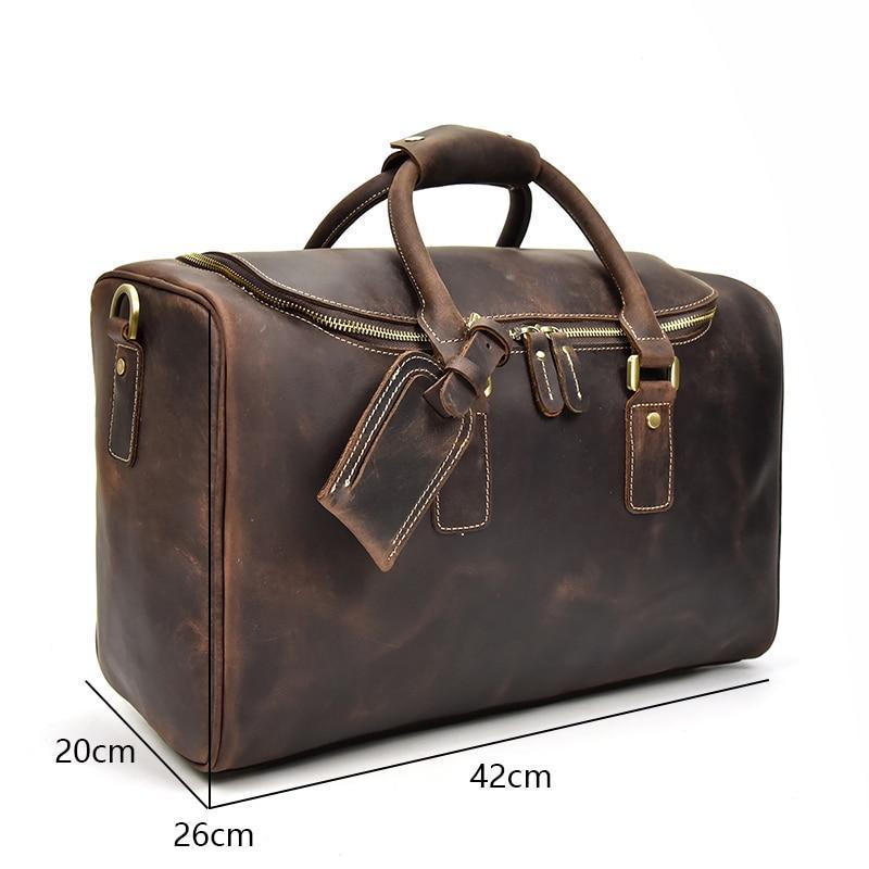 Genuine Leather Overnight Tote Travel Bag