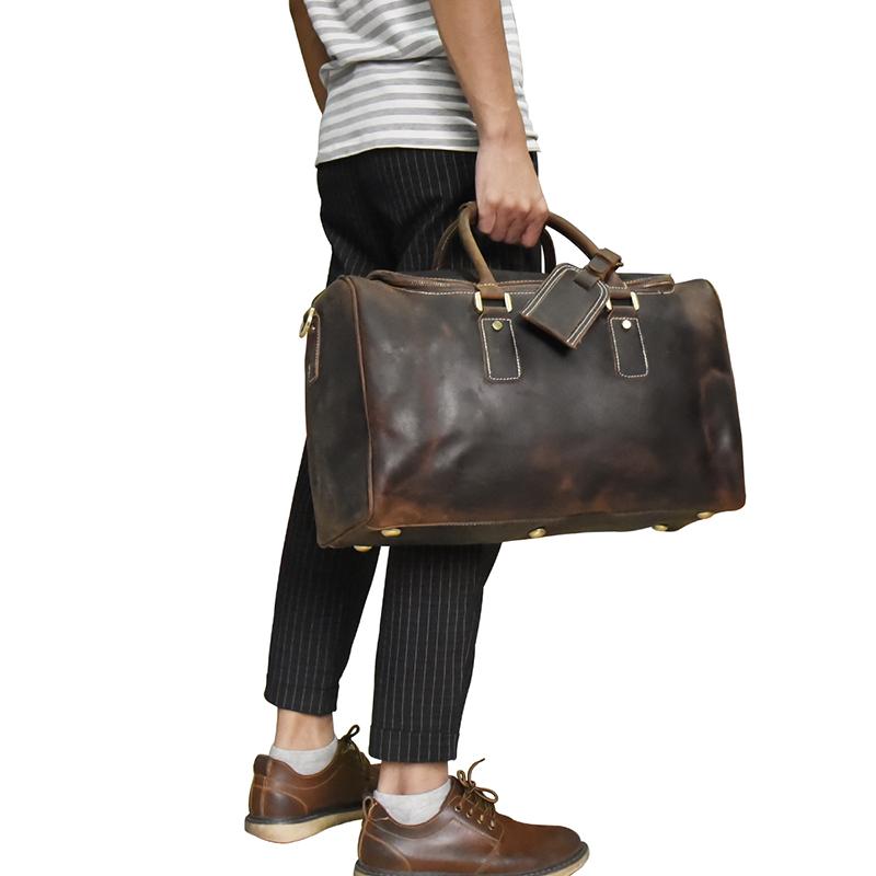 Genuine Leather Overnight Tote Travel Bag