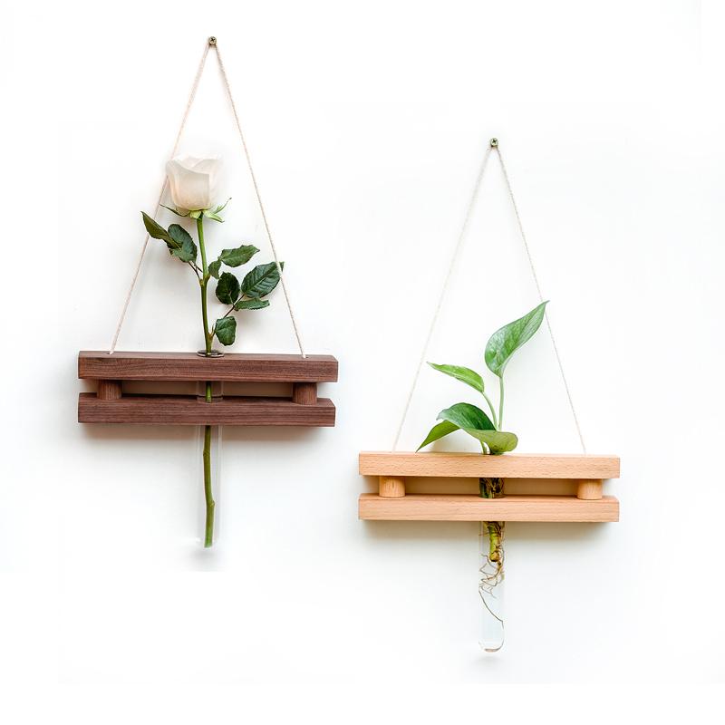 Wood Hydroponic Wall Plant Vase