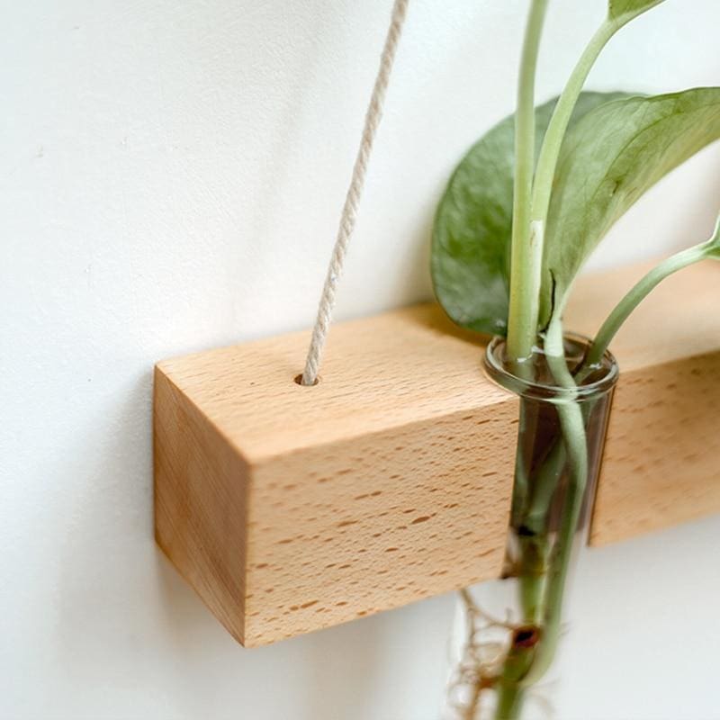 Wood Hydroponic Wall Plant Vase