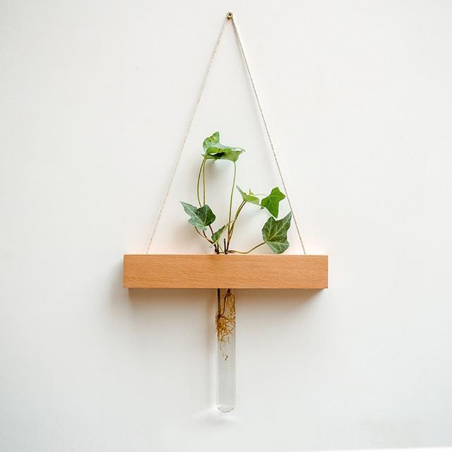 Wood Hydroponic Wall Plant Vase