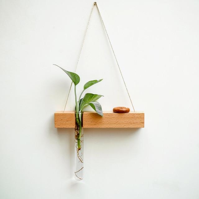 Wood Hydroponic Wall Plant Vase