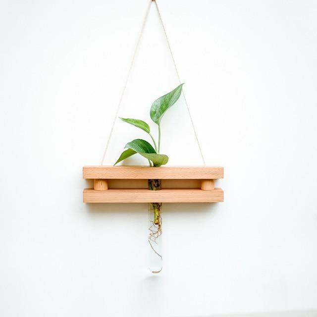 Wood Hydroponic Wall Plant Vase