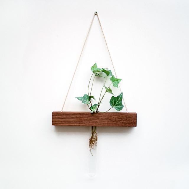 Wood Hydroponic Wall Plant Vase