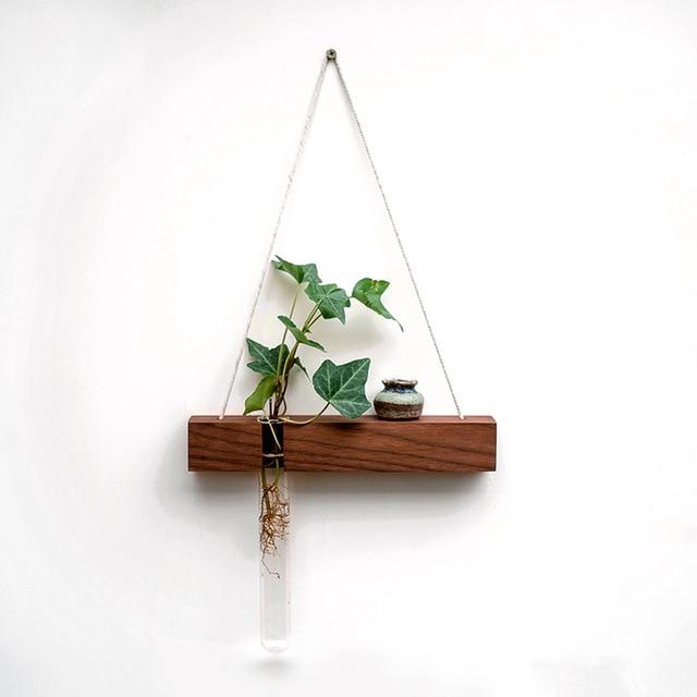 Wood Hydroponic Wall Plant Vase