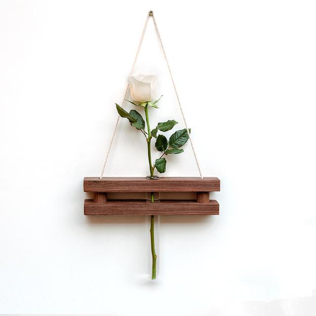 Wood Hydroponic Wall Plant Vase