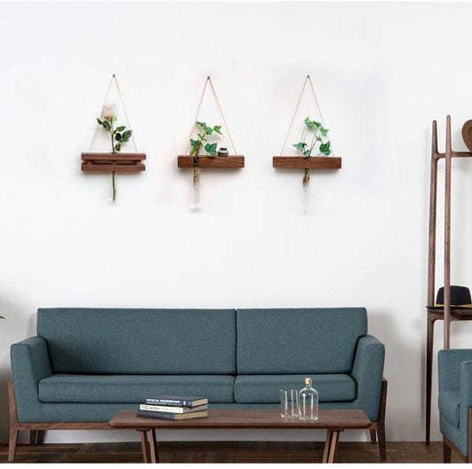 Vase mural hydroponique en bois pour plantes