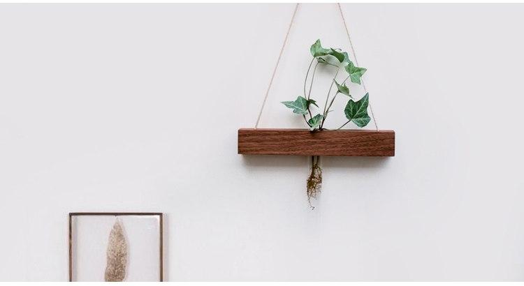 Wood Hydroponic Wall Plant Vase