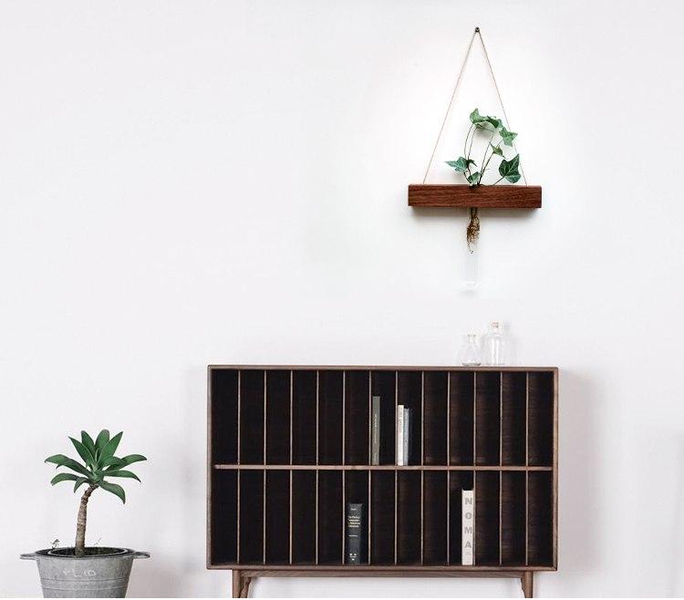 Wood Hydroponic Wall Plant Vase