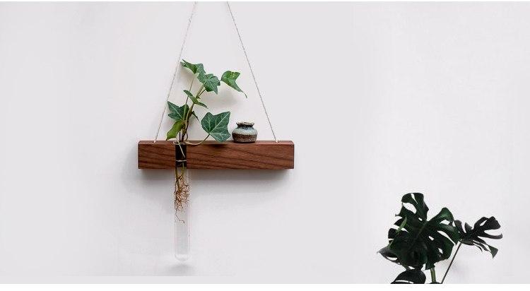 Wood Hydroponic Wall Plant Vase