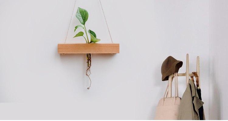 Wood Hydroponic Wall Plant Vase