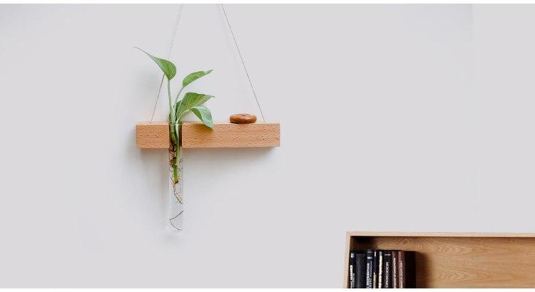 Wood Hydroponic Wall Plant Vase