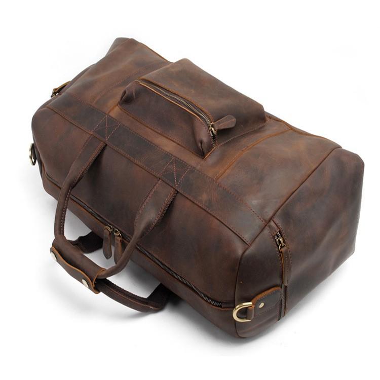 Crazy Horse Genuine Leather Weekend Travel Bag | Leather Weekend Duffel Bag