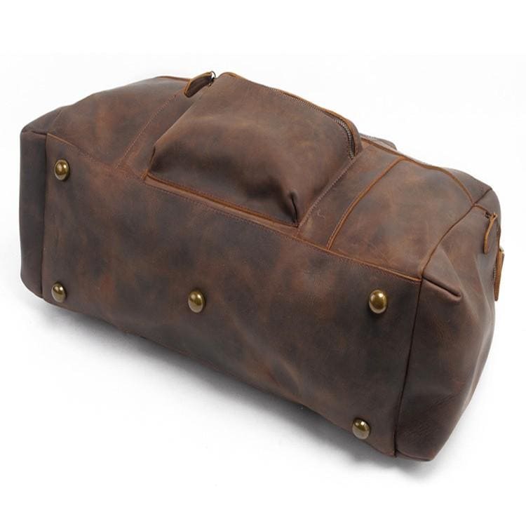 Crazy Horse Genuine Leather Weekend Travel Bag | Leather Weekend Duffel Bag