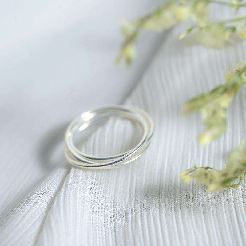 Minimalist 925 Sterling Silver Three Overlapping Rings