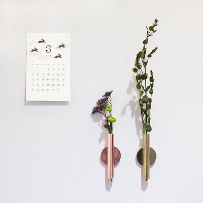 Minimal Rose Golden Stainless Steel Wall Mount Vase with Magnetic Flowerpot