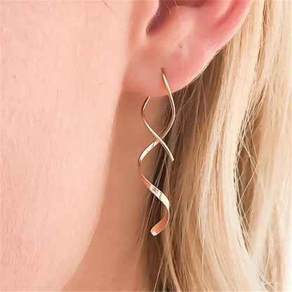 Boucles d'oreilles pendantes minimalistes à double hélice faites à la main