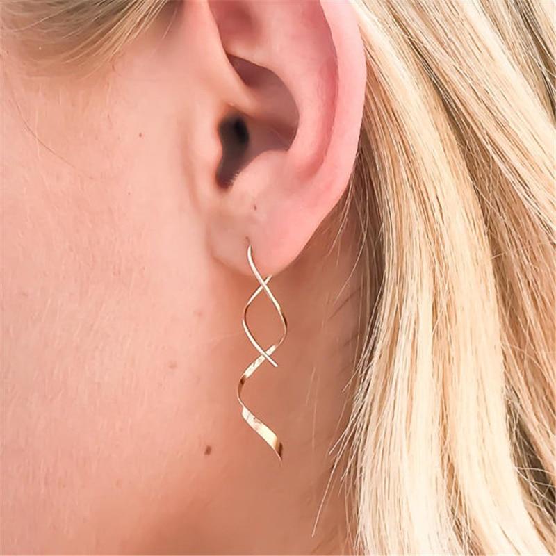 Boucles d'oreilles pendantes minimalistes à double hélice faites à la main