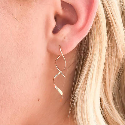 Boucles d'oreilles pendantes minimalistes à double hélice faites à la main