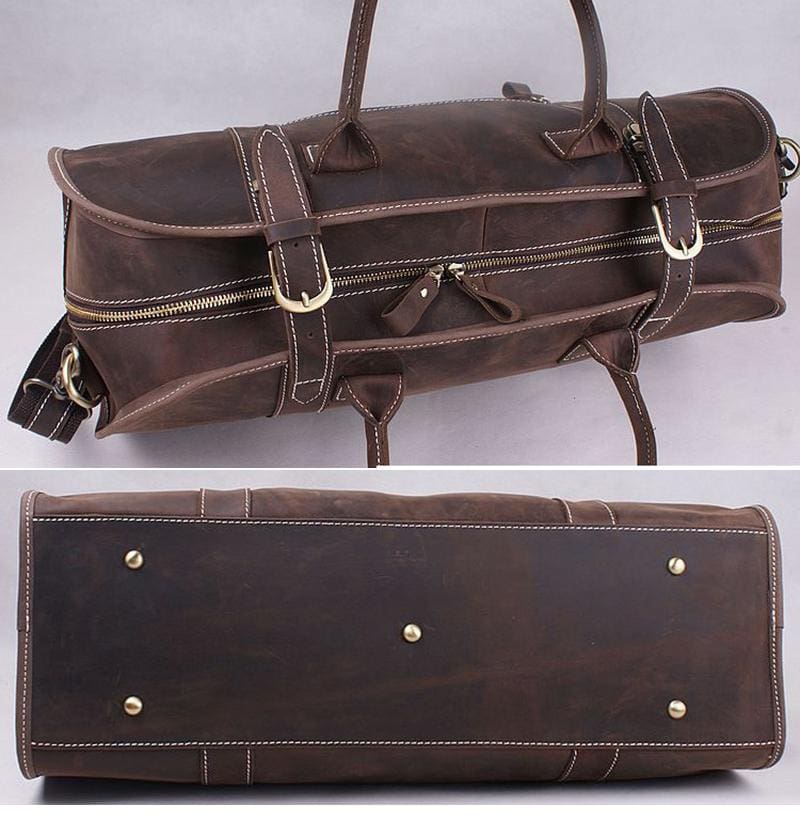 Cowhide Genuine Leather Travel Duffel Bag and Travel Bag