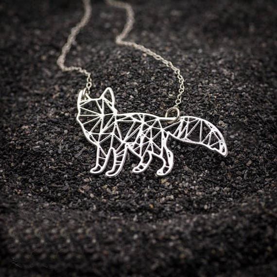 Geometric Origami Inspired Fox Necklace