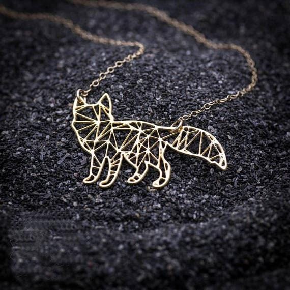 Geometric Origami Inspired Fox Necklace