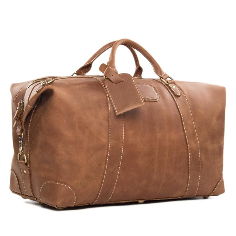 Vintage Style Genuine Leather Large Capacity Duffel Bag | Leather Travel Bag