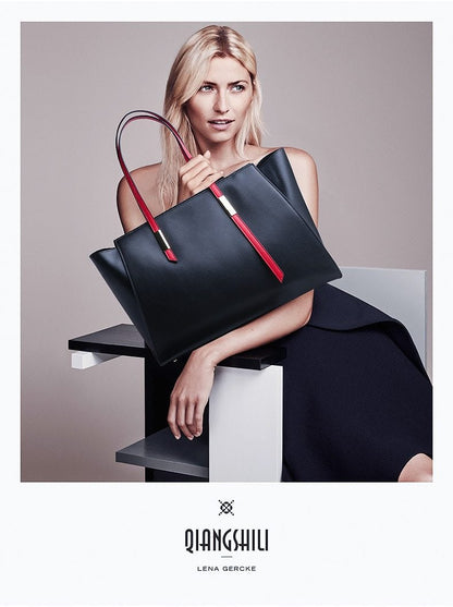 Sac à main et sac à bandoulière asymétrique moderne en cuir véritable