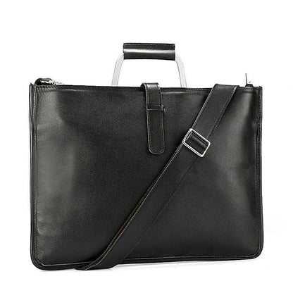 Sac de travail portefeuille de données Crazy Horse en cuir véritable pour homme, porte-documents à bandoulière simple, mallette d'affaires, trousse de documents fine