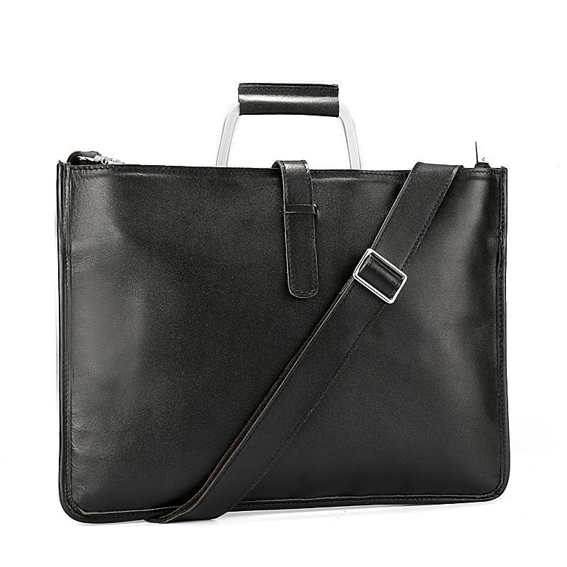 Data Portfolio work bag Crazy Horse Cow Real Leather Briefcase Men's Single Shoulder Bag Business Attache Case Thin File Package