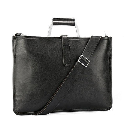 Sac de travail portefeuille de données Crazy Horse en cuir véritable pour homme, porte-documents à bandoulière simple, mallette d'affaires, trousse de documents fine