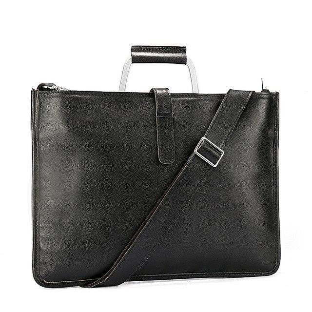 Data Portfolio work bag Crazy Horse Cow Real Leather Briefcase Men's Single Shoulder Bag Business Attache Case Thin File Package