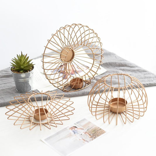Rose Gold Metal Candlestick Holder