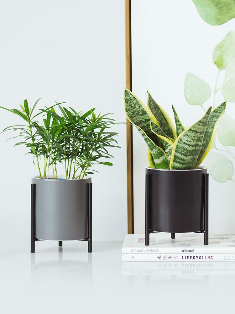 Simple Wrought Iron Ceramic Minimalist Flower Pots