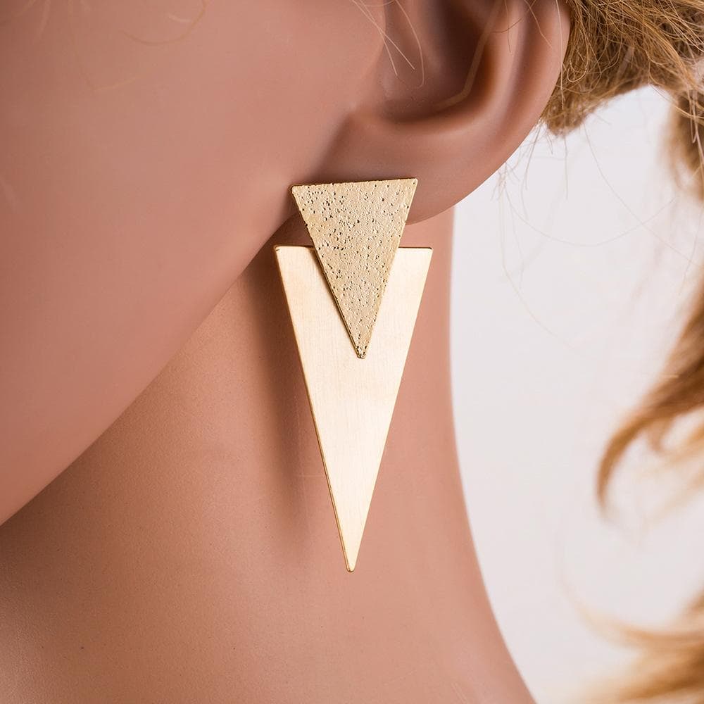 Boucles d'oreilles géométriques à double triangle solide