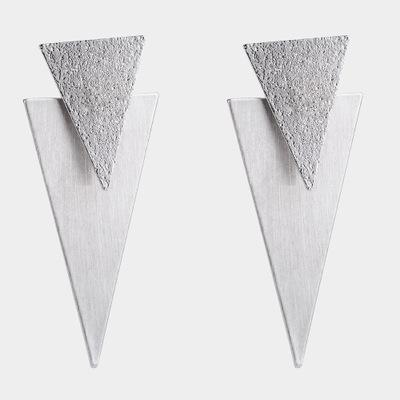 Boucles d'oreilles géométriques à double triangle solide