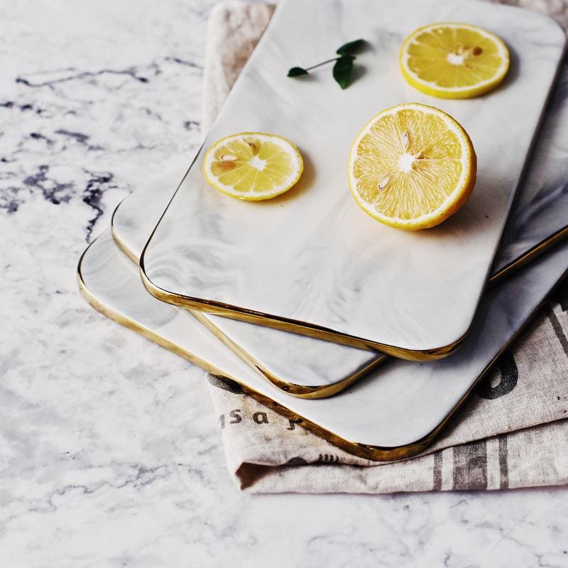 Gold Rim Marble Cutting Board