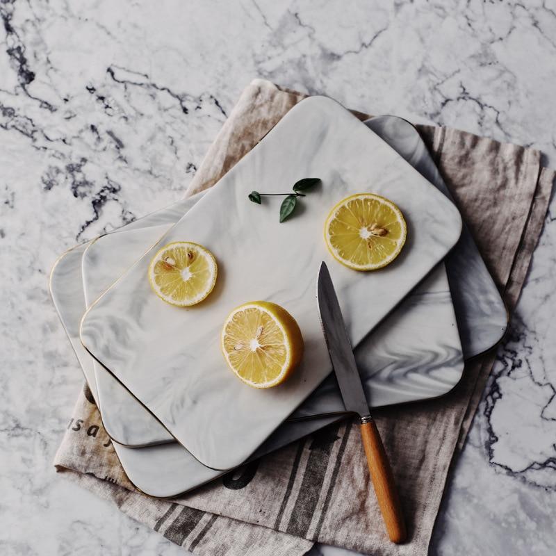 Gold Rim Marble Cutting Board