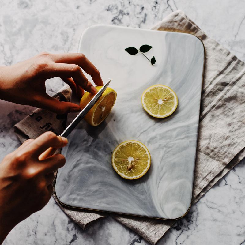 Gold Rim Marble Cutting Board