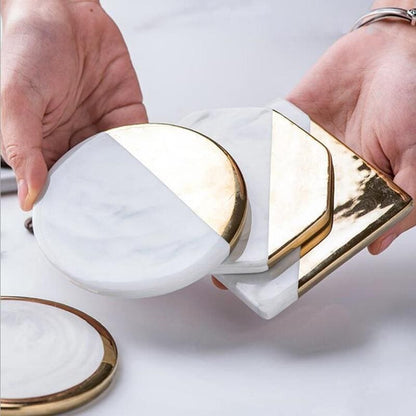 Dessous de verre en marbre blanc