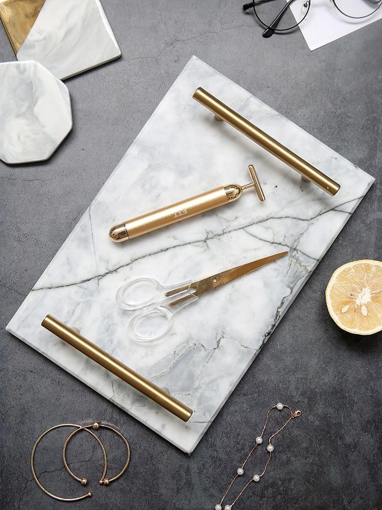 European Gold Handle Marble Tray