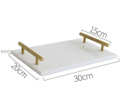 European Gold Handle Marble Tray