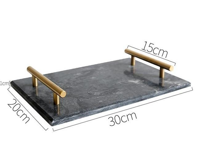 European Gold Handle Marble Tray