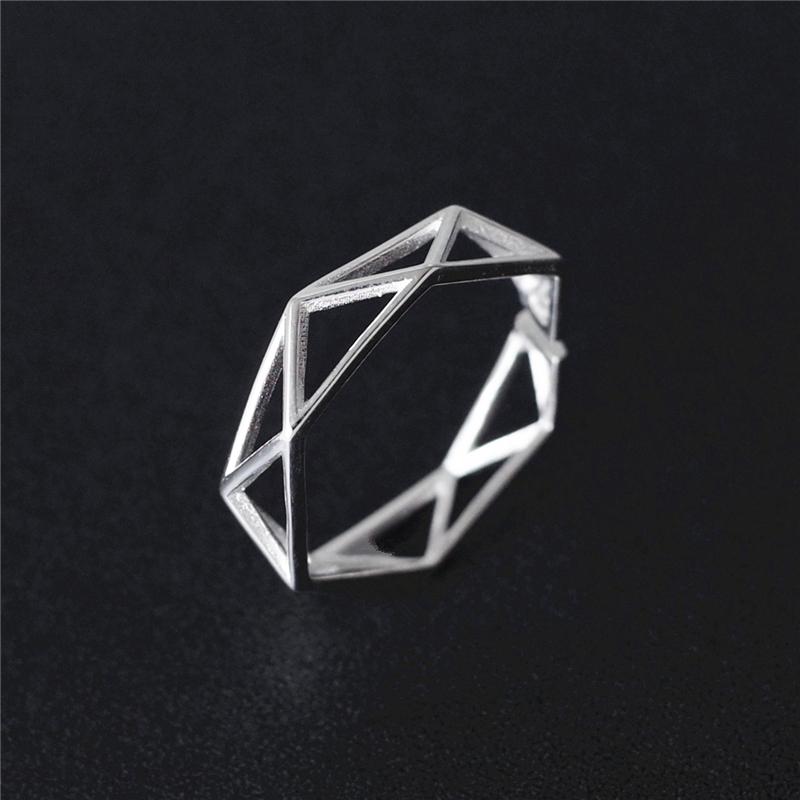 925 Solid Sterling Silver Polygon Ring