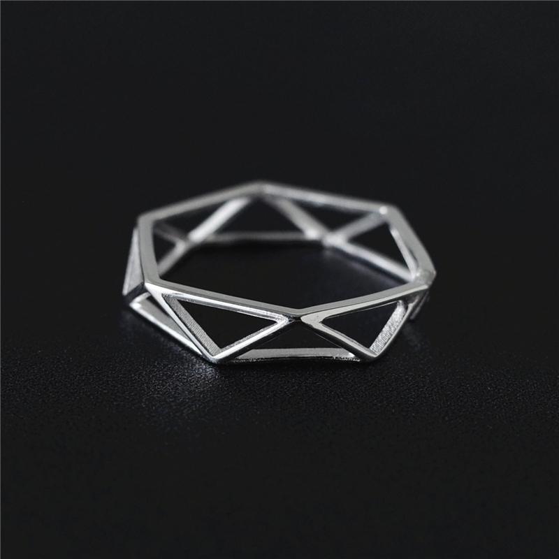 925 Solid Sterling Silver Polygon Ring