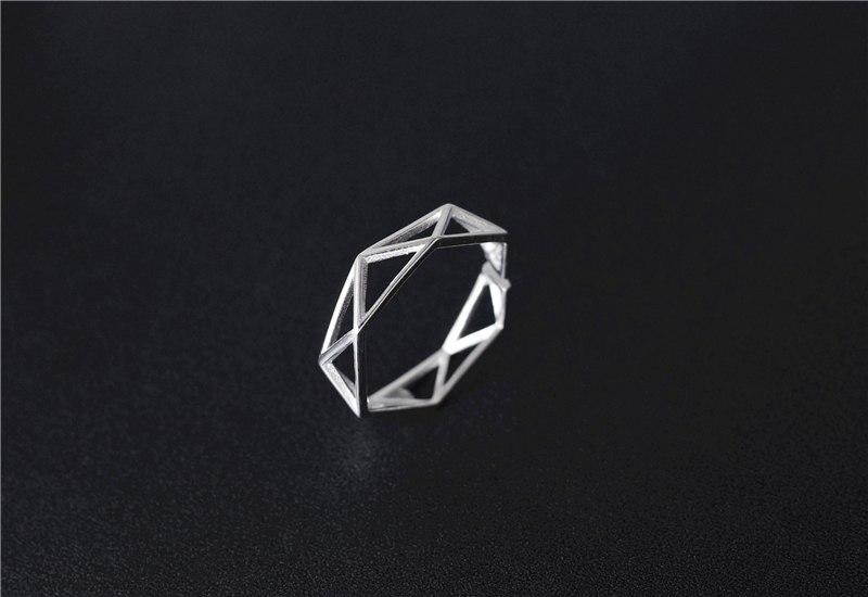 925 Solid Sterling Silver Polygon Ring