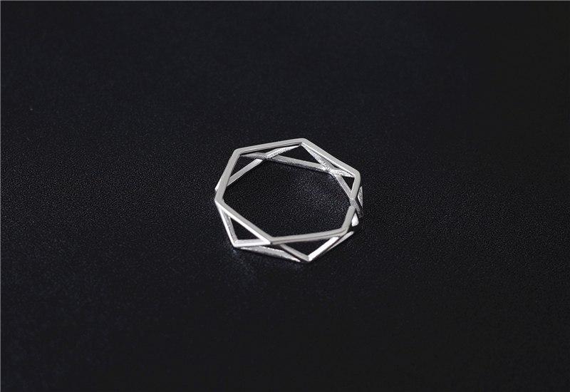 925 Solid Sterling Silver Polygon Ring